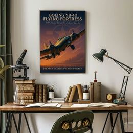 Boeing YB-40 WWII Bomber Vintage Art Poster