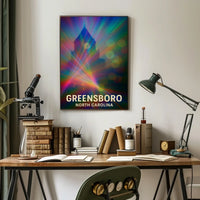 Greensboro North Carolina Vibrant Cityscape Travel Art Impressionism Urban Skyline Wanderlust Inspiration Poster