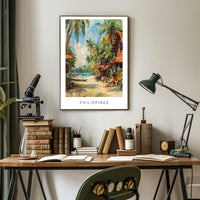 Tropical Coastal Serenity in Watercolor Travel Poster PosterGoat