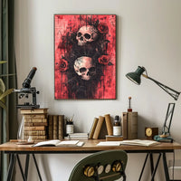 Dark Gothic Skulls with Roses Artistic or Pop Culture Poster