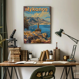 Scenic Mykonos Vintage Travel Art Poster