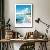 Newport Beach Scenic Illustration Poster