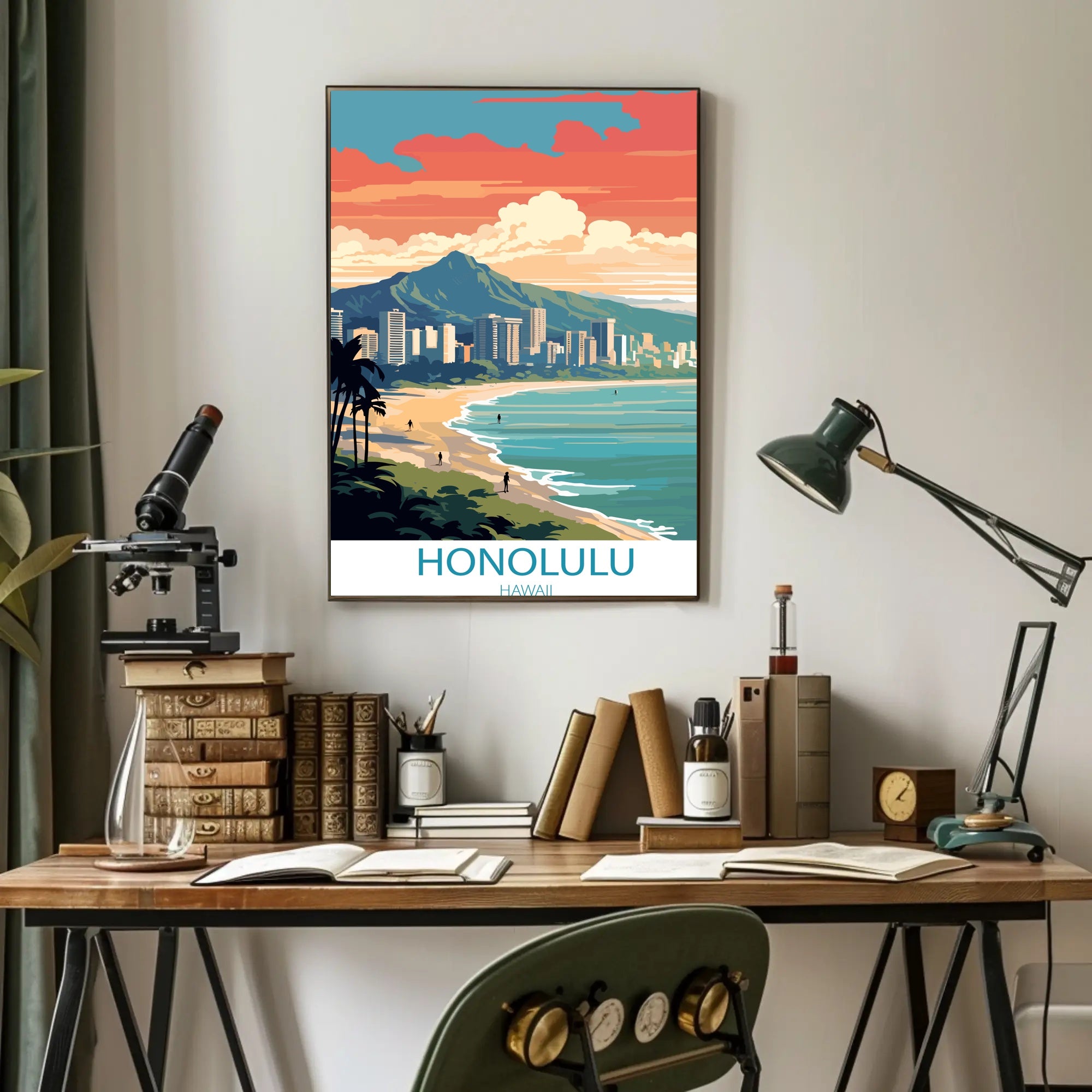 Honolulu Coastal Cityscape Art: Urban or Cityscape Poster