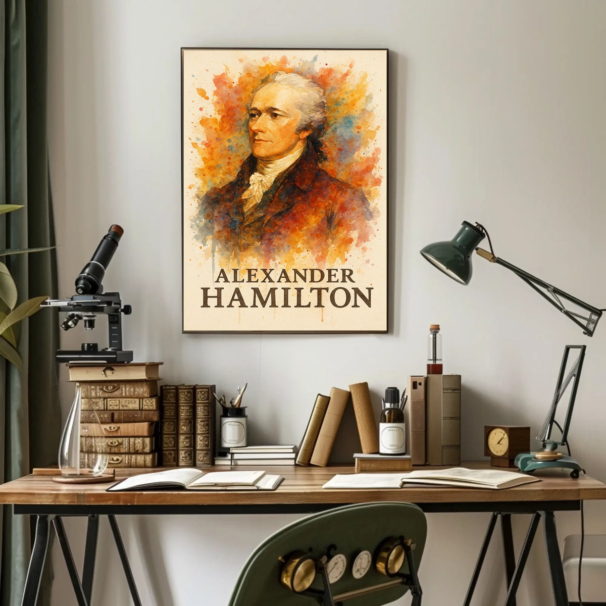 Alexander Hamilton Patriotic Watercolor Art Poster