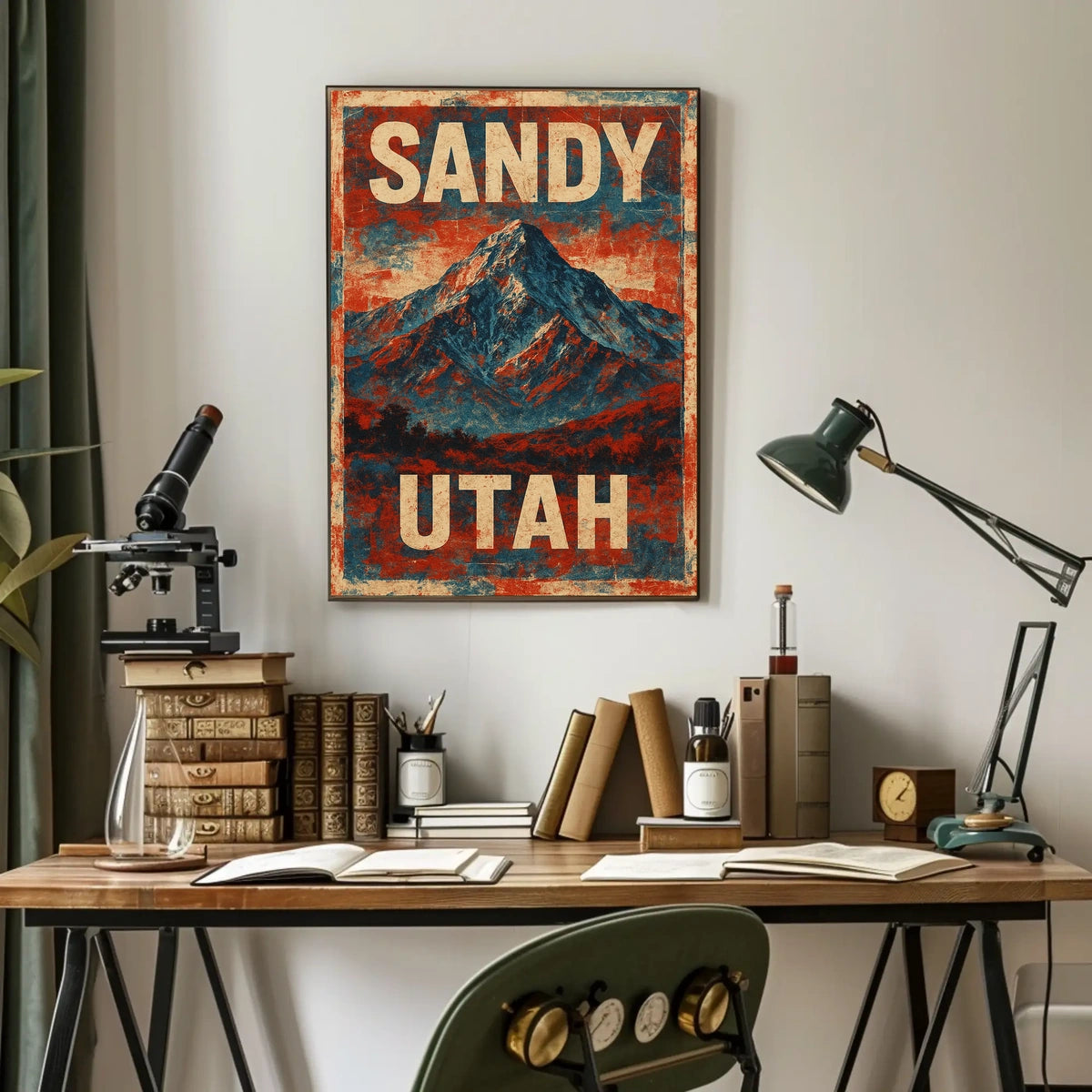 Sandy Utah Wasatch Range Mountain Adventure Travel Vintage Ads Typography Nature Landscape Poster