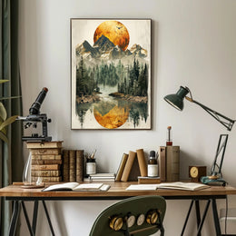 Serene Mountain Reflection Art Print Poster for Home Decor PosterGoat