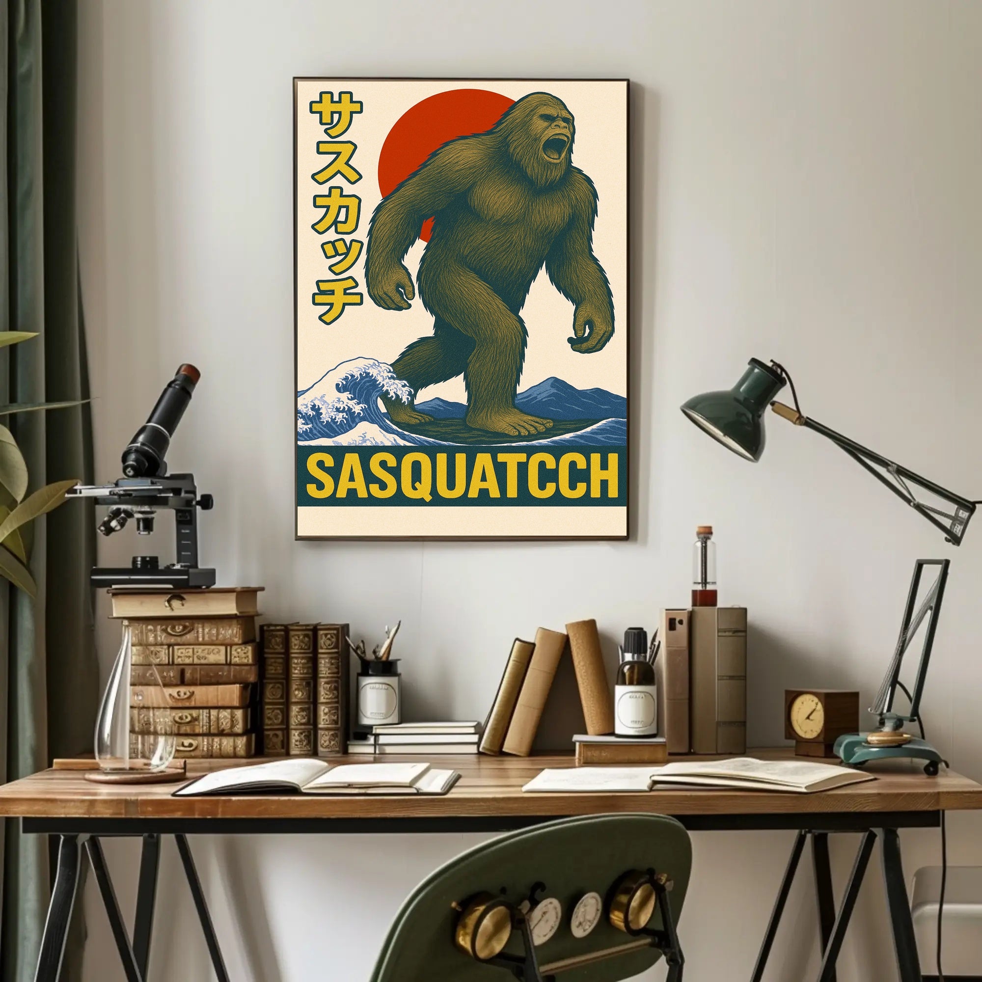 Sasquatch in Retro Style Poster PosterGoat
