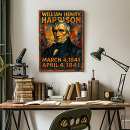 William Henry Harrison 9th President of the United States Glitch Hop Art Poster