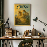 Parthenon Vintage Athens Travel Art Poster