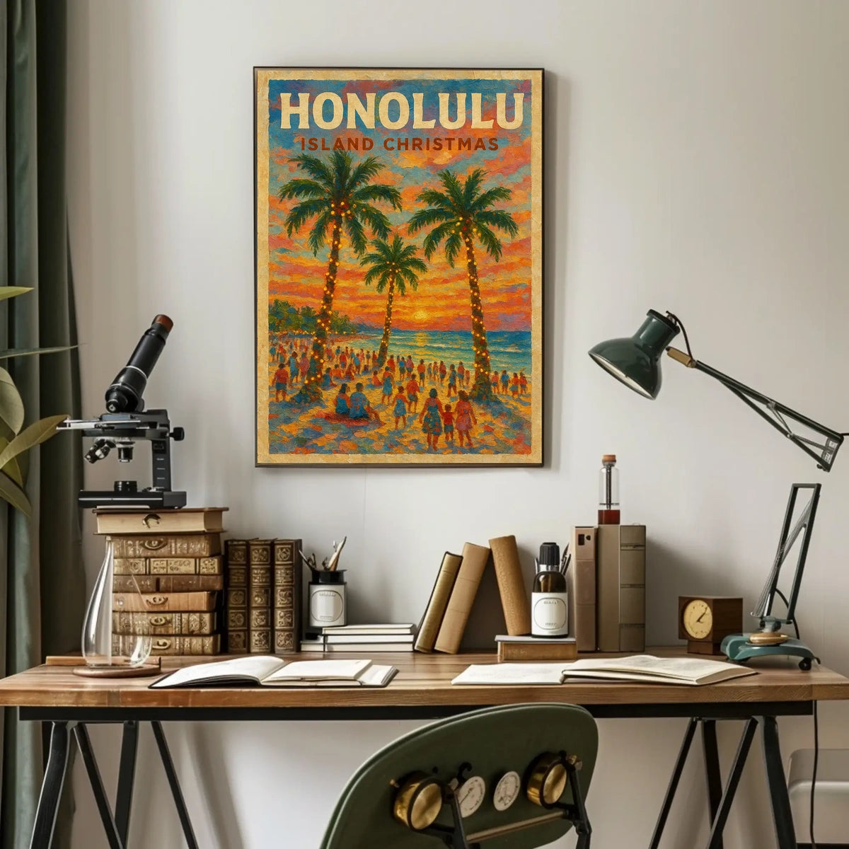 Honolulu Island Christmas Poster