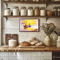 Vibrant Sunrise Over Boats Poster