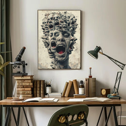 Surreal Faces of Anguish Art Poster Print PosterGoat