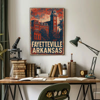Fayetteville Vintage Travel Architecture Patriotic Poster