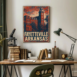 Fayetteville Vintage Travel Architecture Patriotic Poster