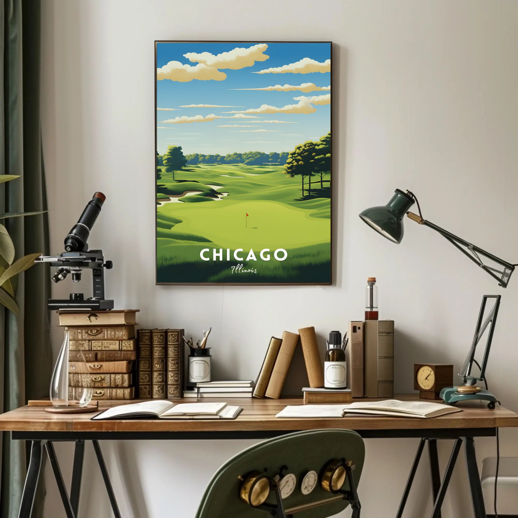 Chicago Golf Course Scenic Travel Poster