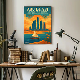 Abu Dhabi Harmony Modern Cityscape Travel Poster