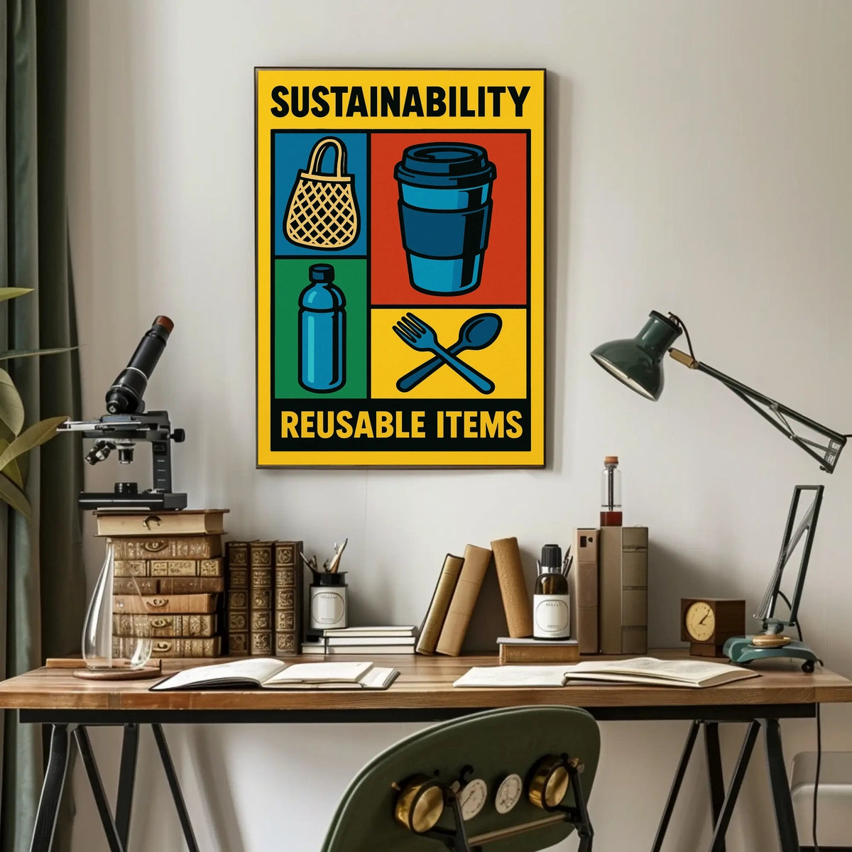 Sustainability Reusable Items Poster