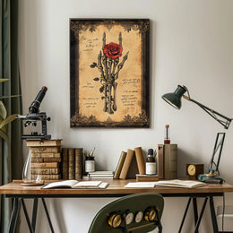 Skeleton Hand With Rose Poster