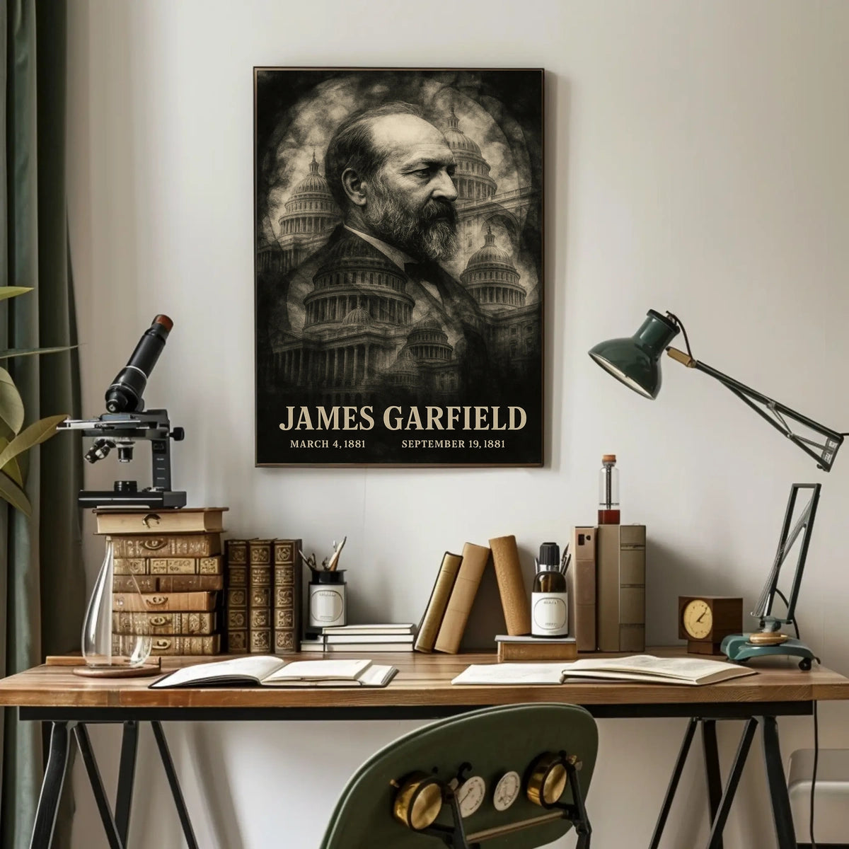 James A. Garfield 20th President of the United States Double Exposure Poster
