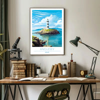 Scenic Lighthouse Art Print: Explore Wales Travel Poster