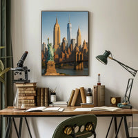 New York City Landmarks Skyline Poster Modern Wall Art