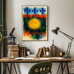 Sunburst and Fleur-de-Lis Poster