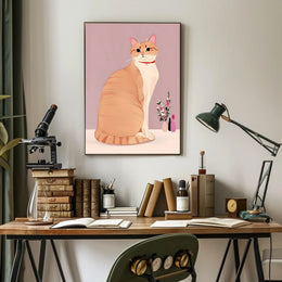 Regal Cat Portrait Poster Vintage Animal Wall Art