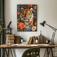 Majestic Tiger Wall Art Amidst Blossoms