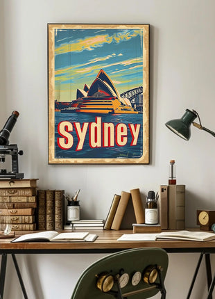 Sydney Skyline Vintage Travel Art: Urban Cityscape Poster