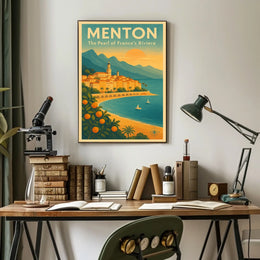 Menton Riviera Vintage Travel Poster: Sunset Serenity