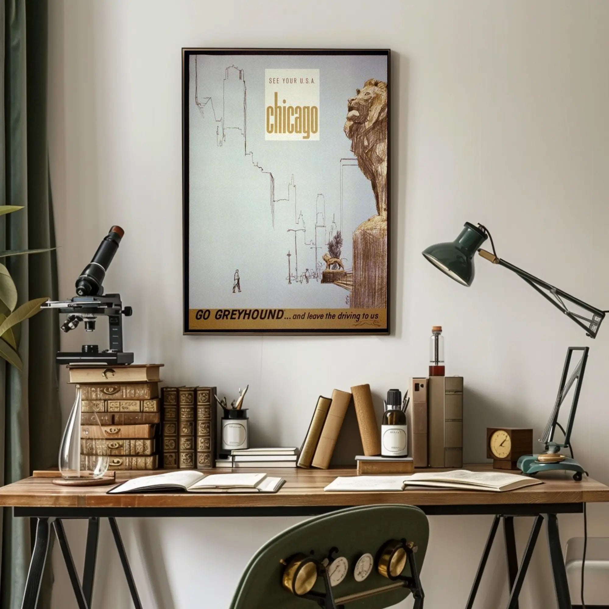 Explore Chicago with Greyhound Poster PosterGoat