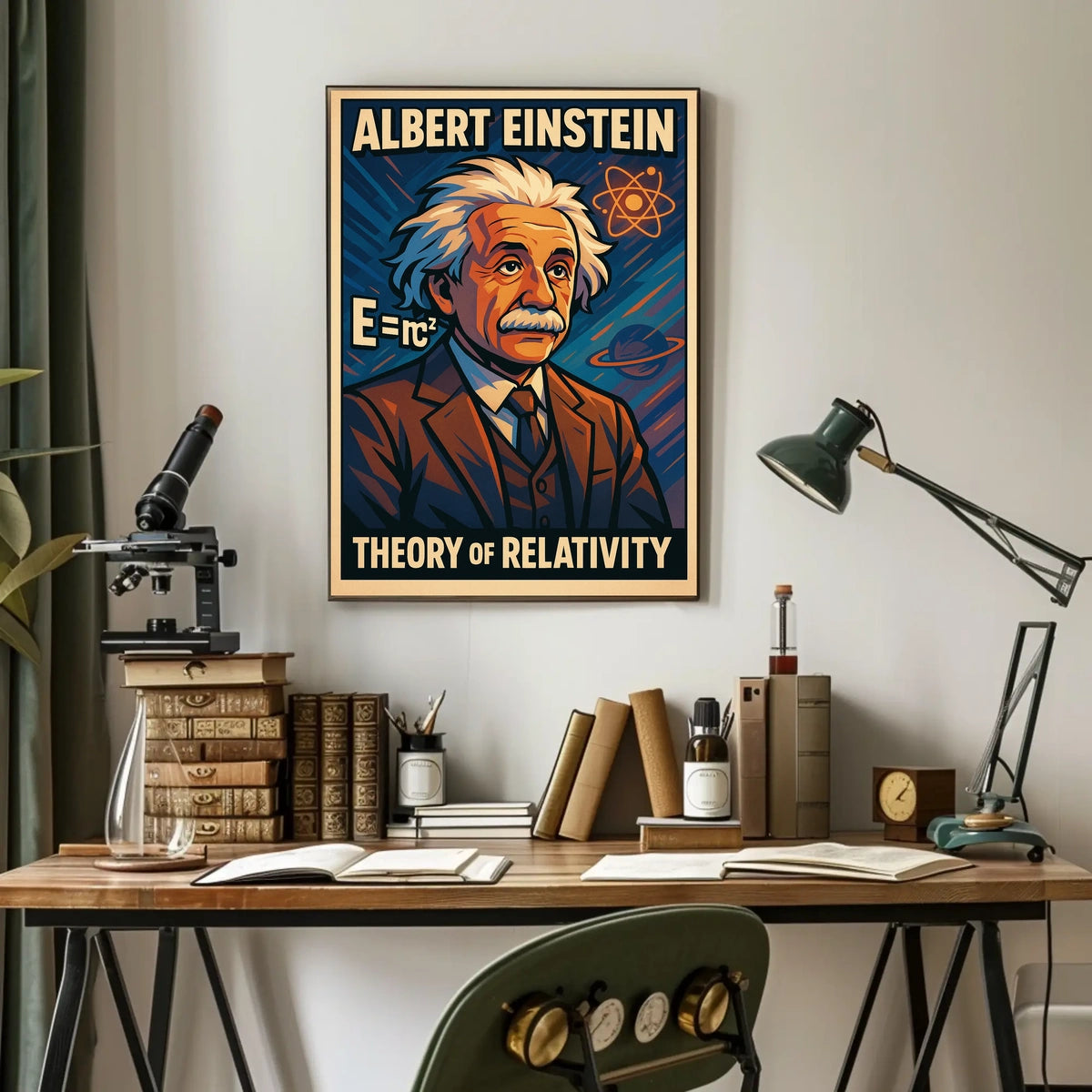 Albert Einstein Relativity Theory Vintage Science Decor Cosmic Physics Wall Art Poster
