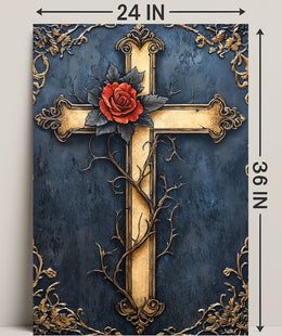 Ornate Cross With Rose Poster