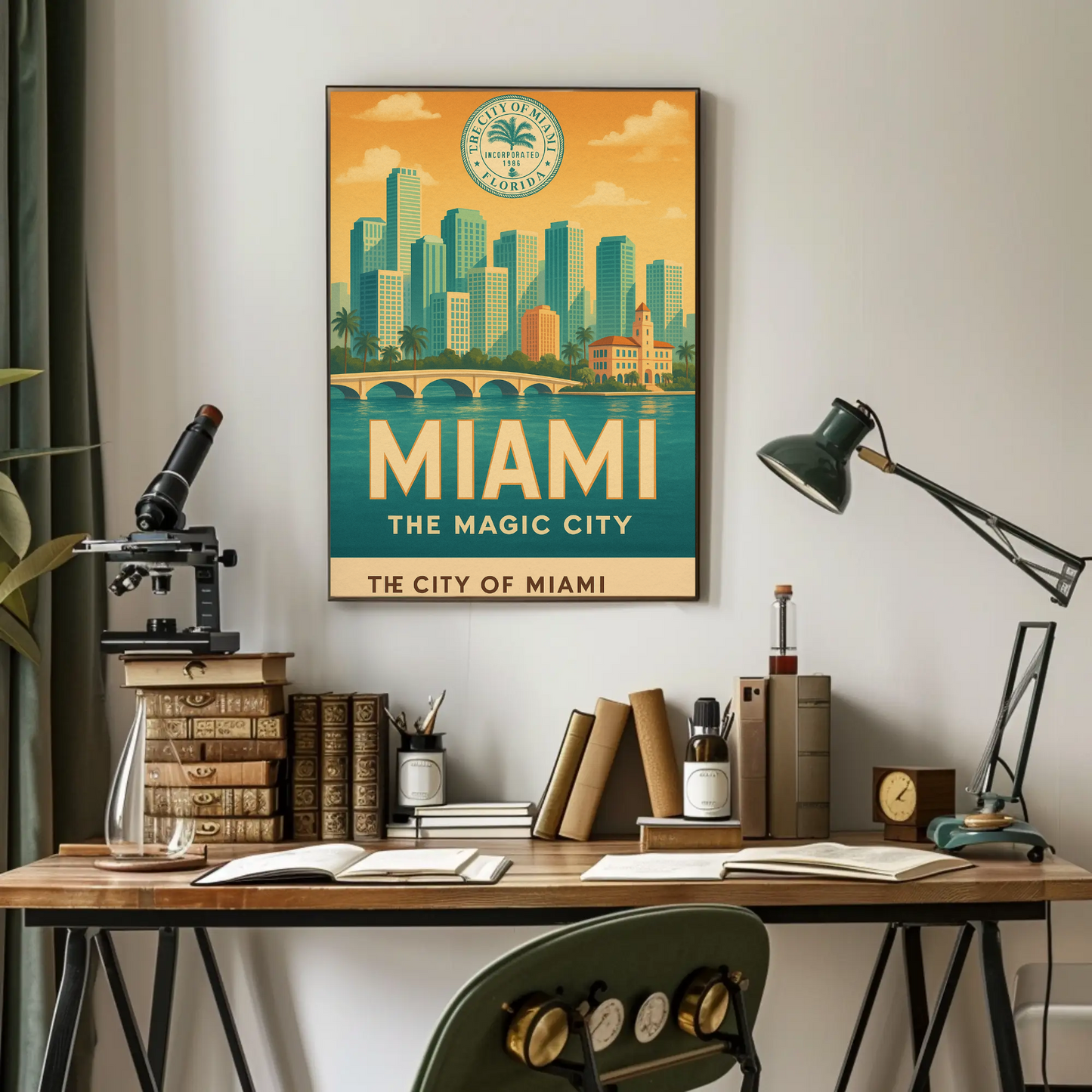 Miami Retro Seal Vintage Travel Poster