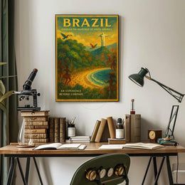 Brazil's Vibrant Landscapes Vintage Travel Poster