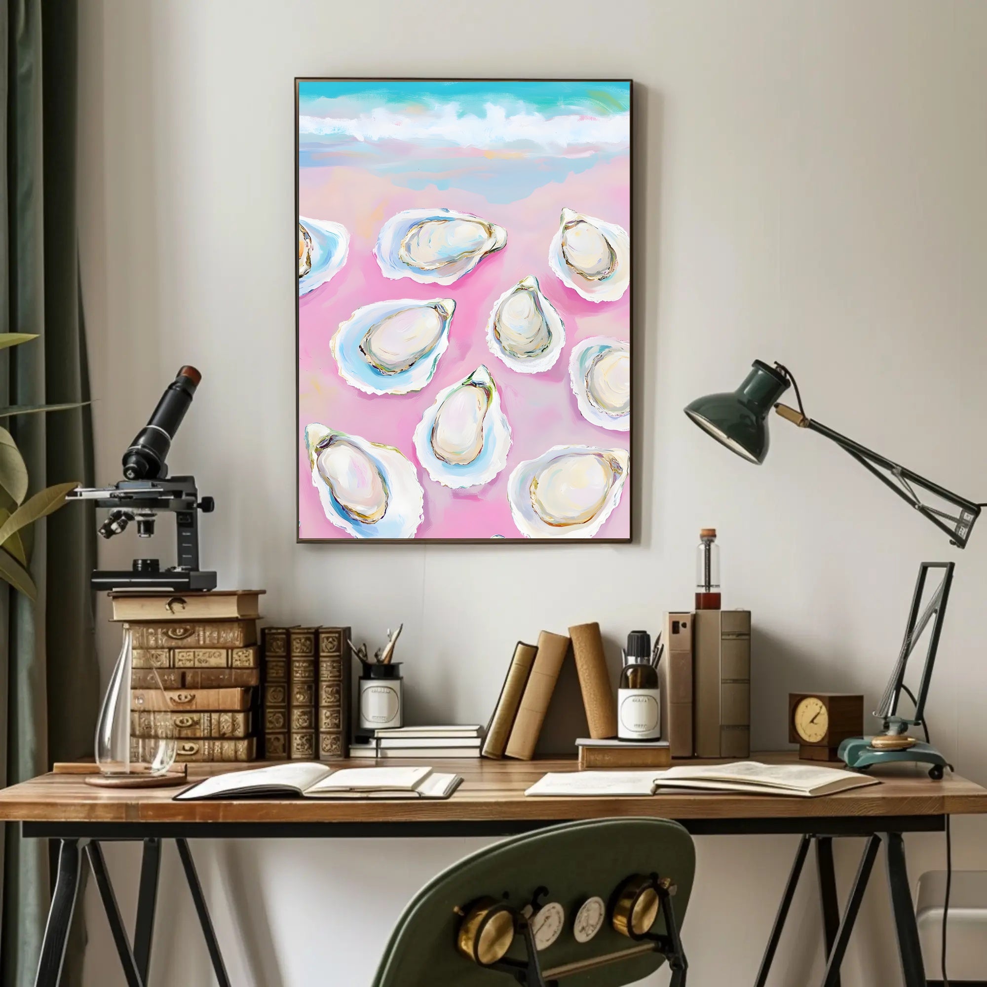 Oyster Coastal Poster Pastel Beach Wall Art