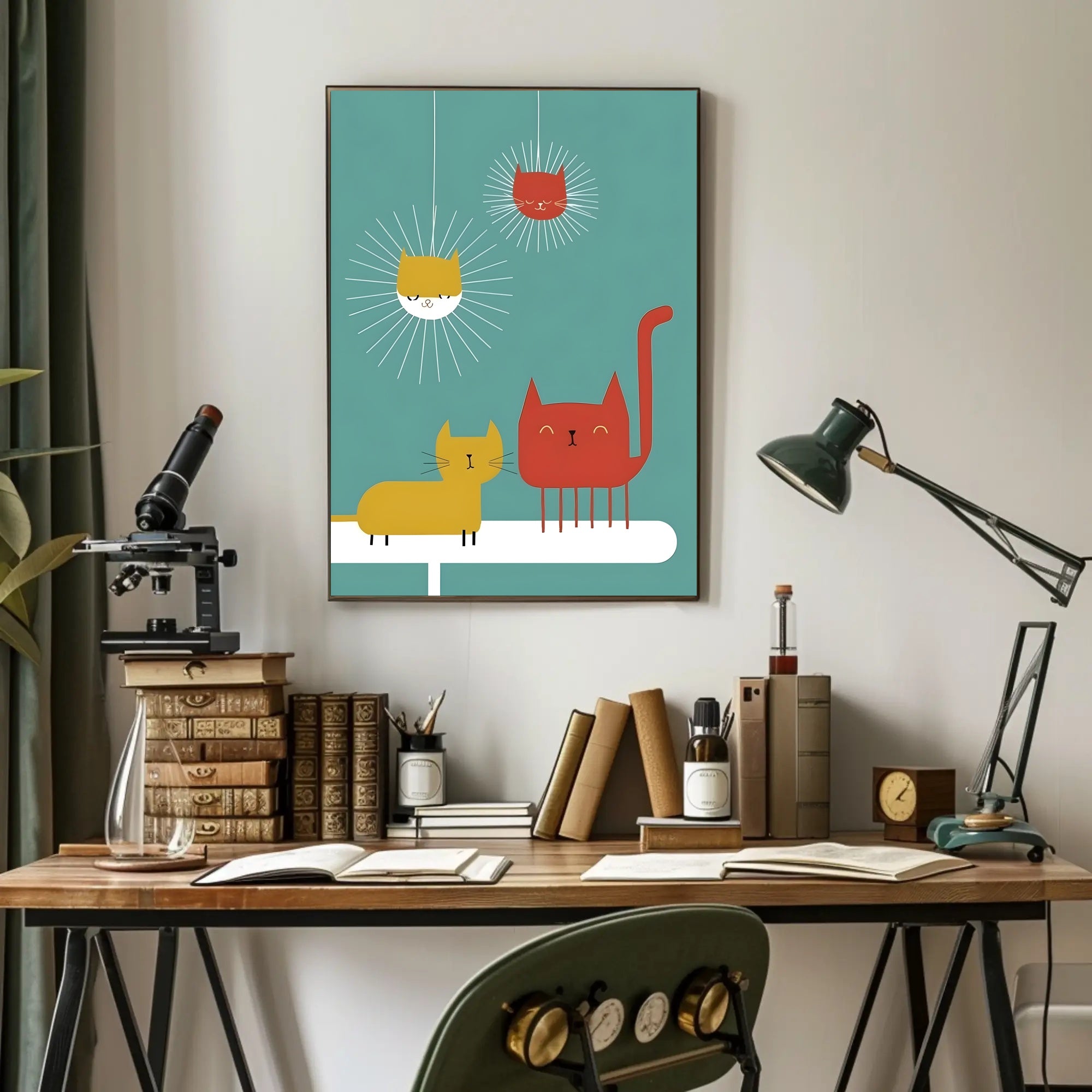Whimsical Feline Friends Poster
