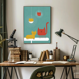 Whimsical Feline Friends Poster