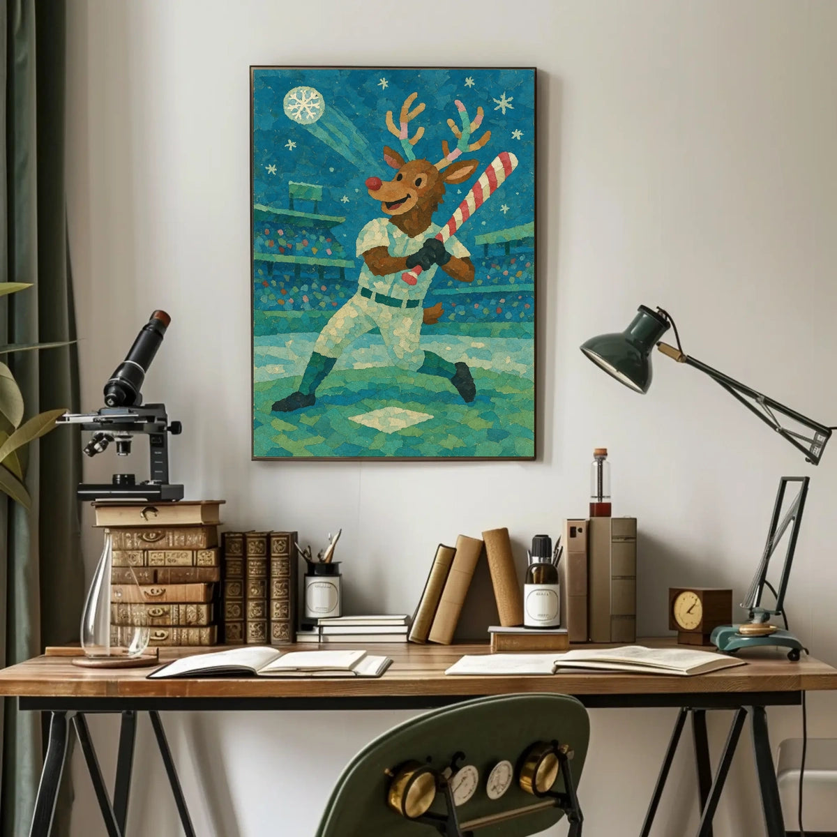 Reindeer At Bat Poster