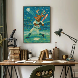 Reindeer At Bat Poster