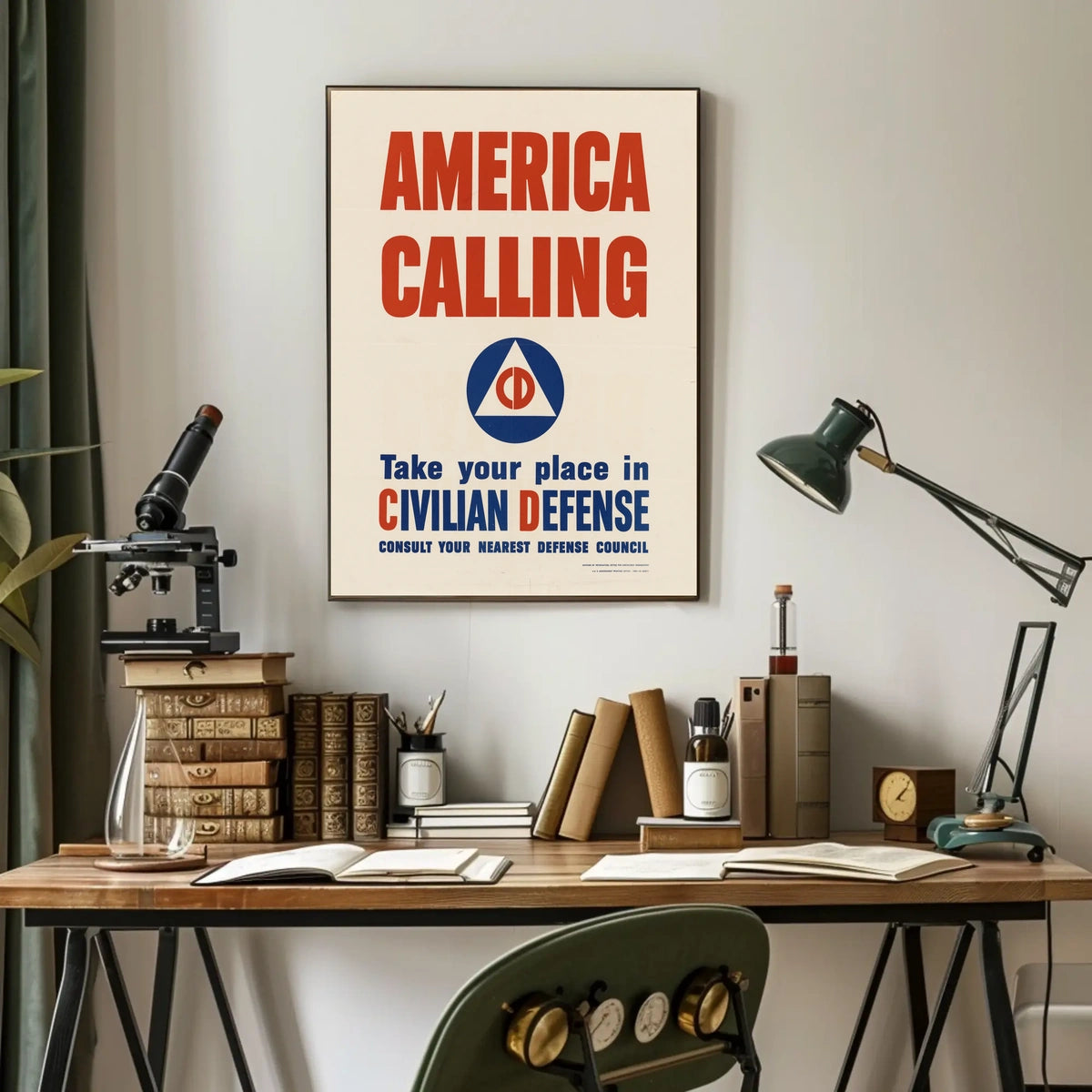 America Calling: Civilian Defense WWII Propaganda Poster