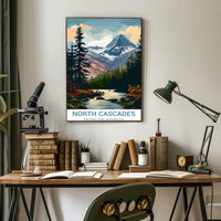 North Cascades Vintage Landscape Art National Park Poster