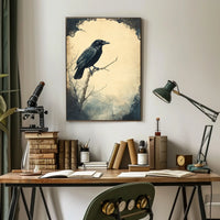 Mysterious Raven Illustrated Artistic Animal Poster