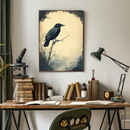 Mysterious Raven Illustrated Artistic Animal Poster