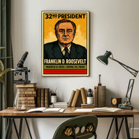 Franklin D. Roosevelt 32nd President of the United States Inked Comic Style Poster
