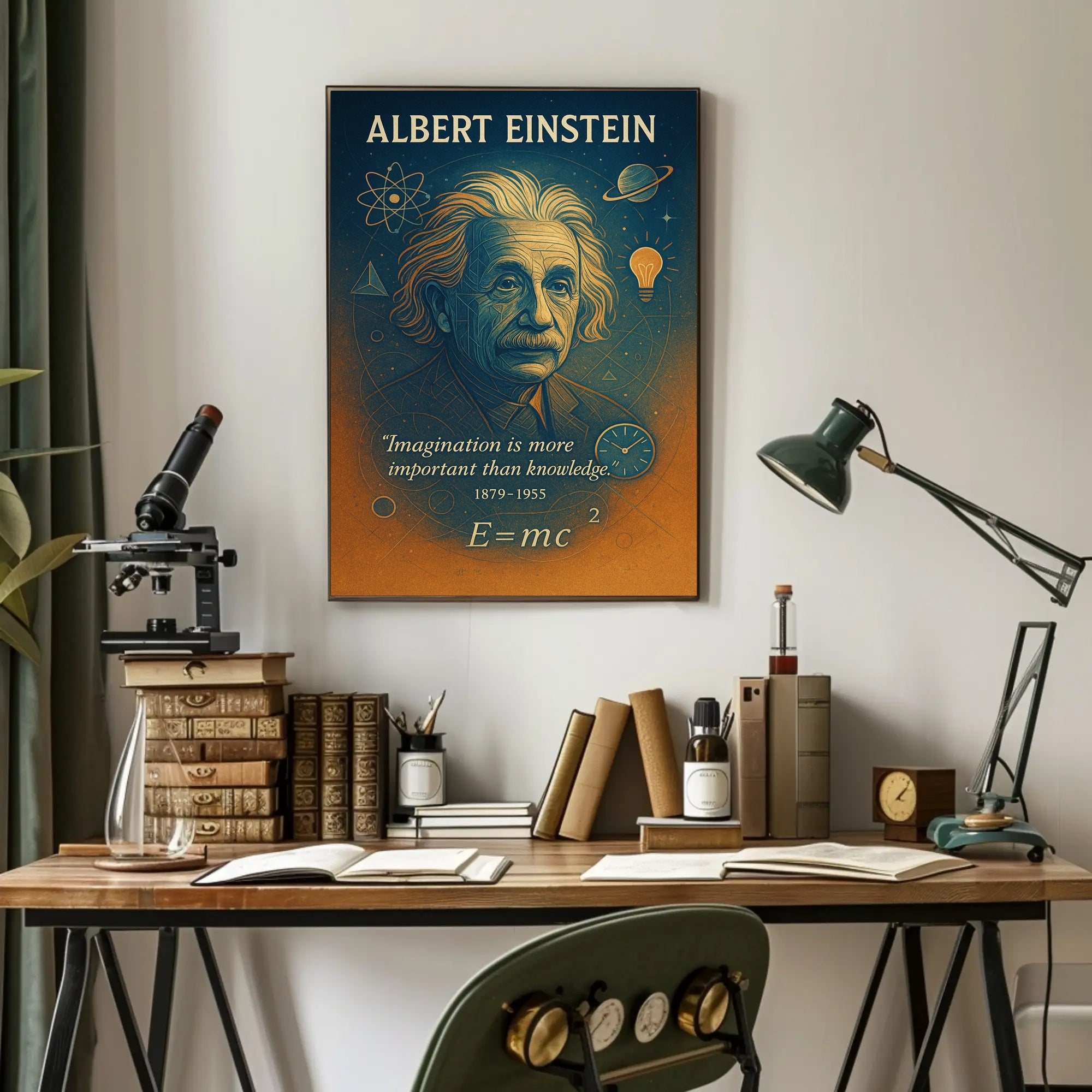 Einstein Inspirational Quote Vintage Art Motivational or Quote Poster