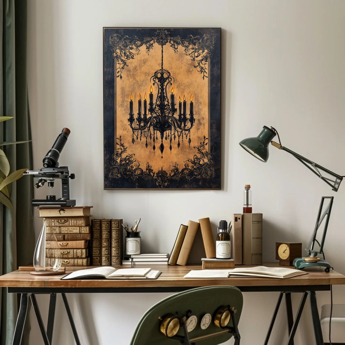 Vintage Chandelier Art Print with Luxurious Details Poster