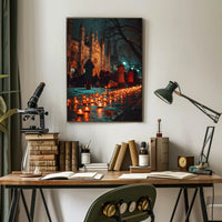 Post-Apocalyptic Urban Sunset: Nature Reclaims Cityscape PosterGoat