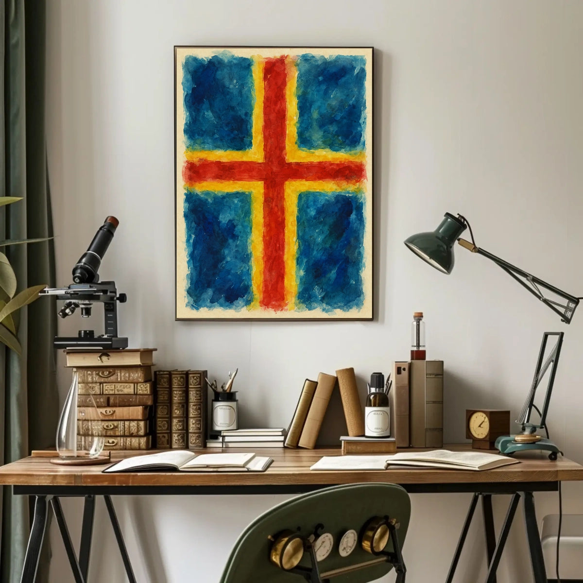 Nordic Cross Watercolor Poster