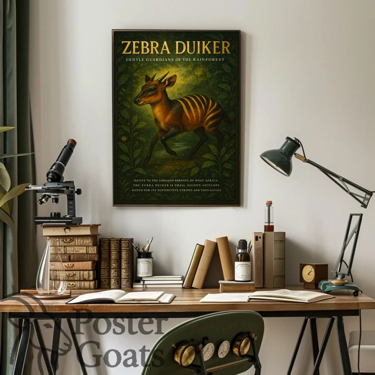 Zebra Duiker Rainforest Illustration Animal Poster